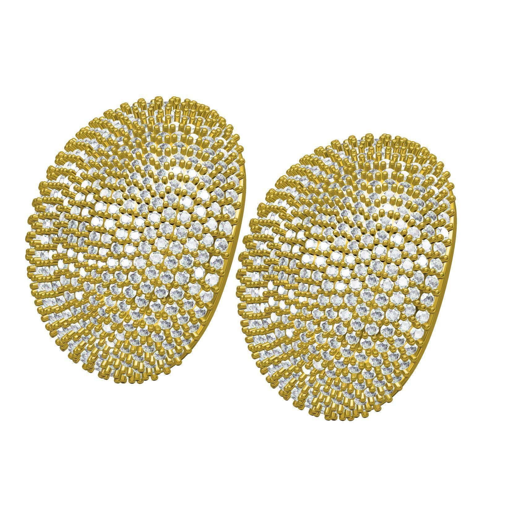 Ellipse Shape Fully Diamond Earring 3D print model_1