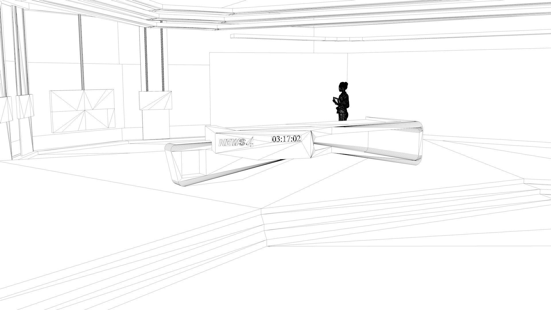 News Studio Tv 3D model_5
