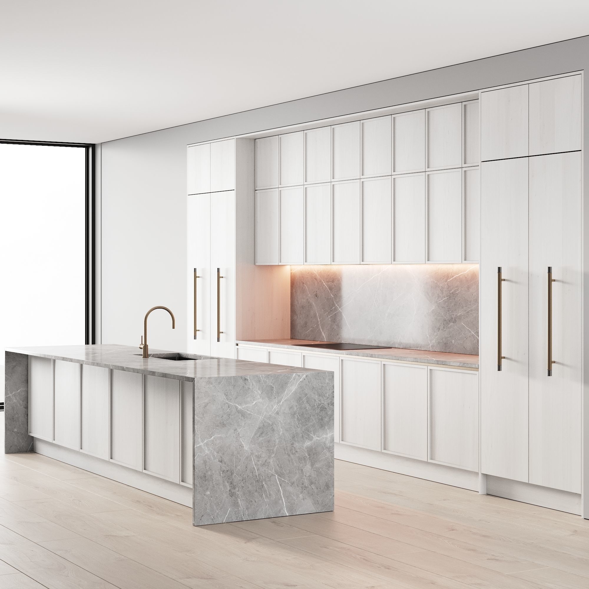 109 modern kitchen 06 white wood neoclassic 3D model_3
