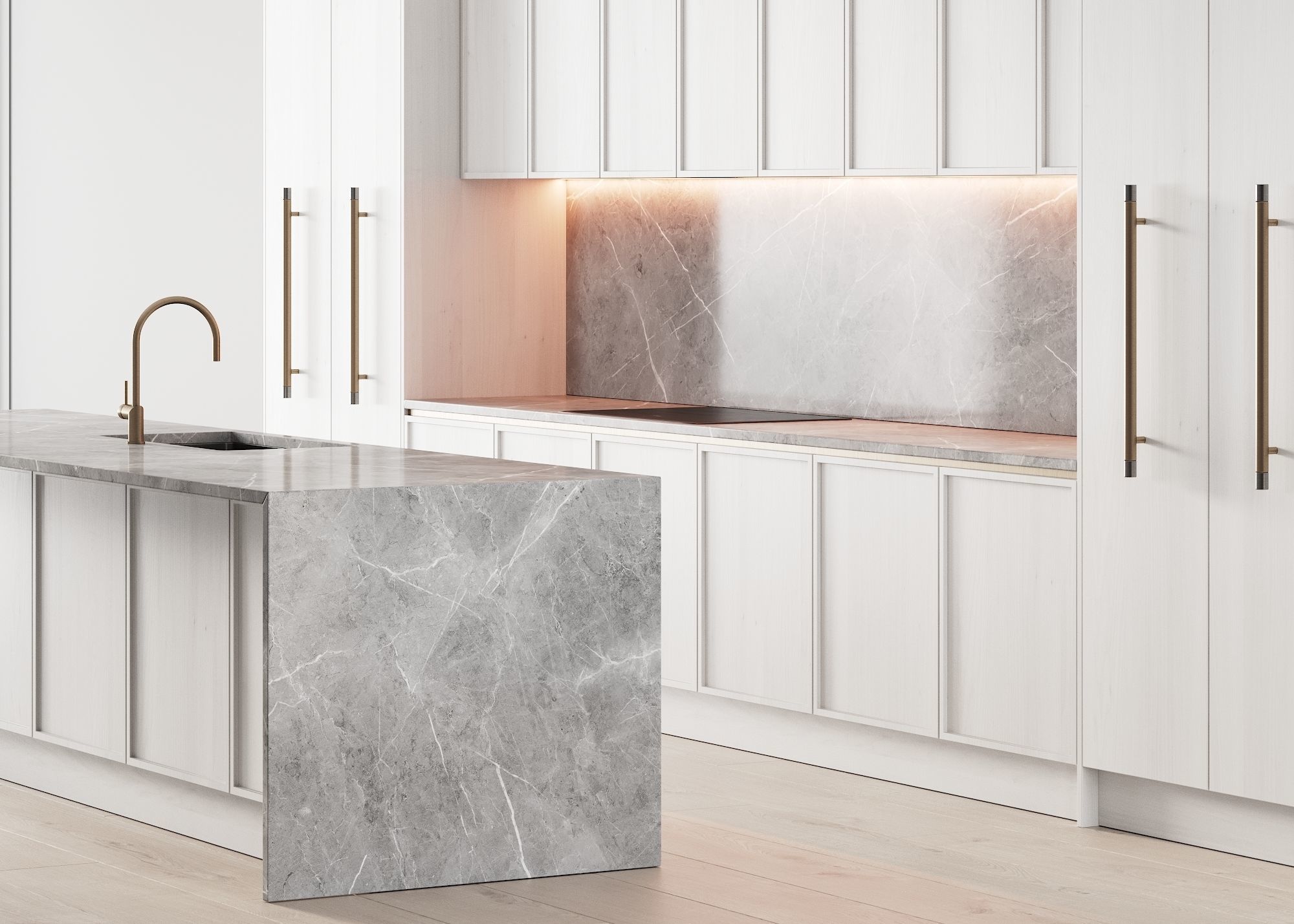 109 modern kitchen 06 white wood neoclassic 3D model_7