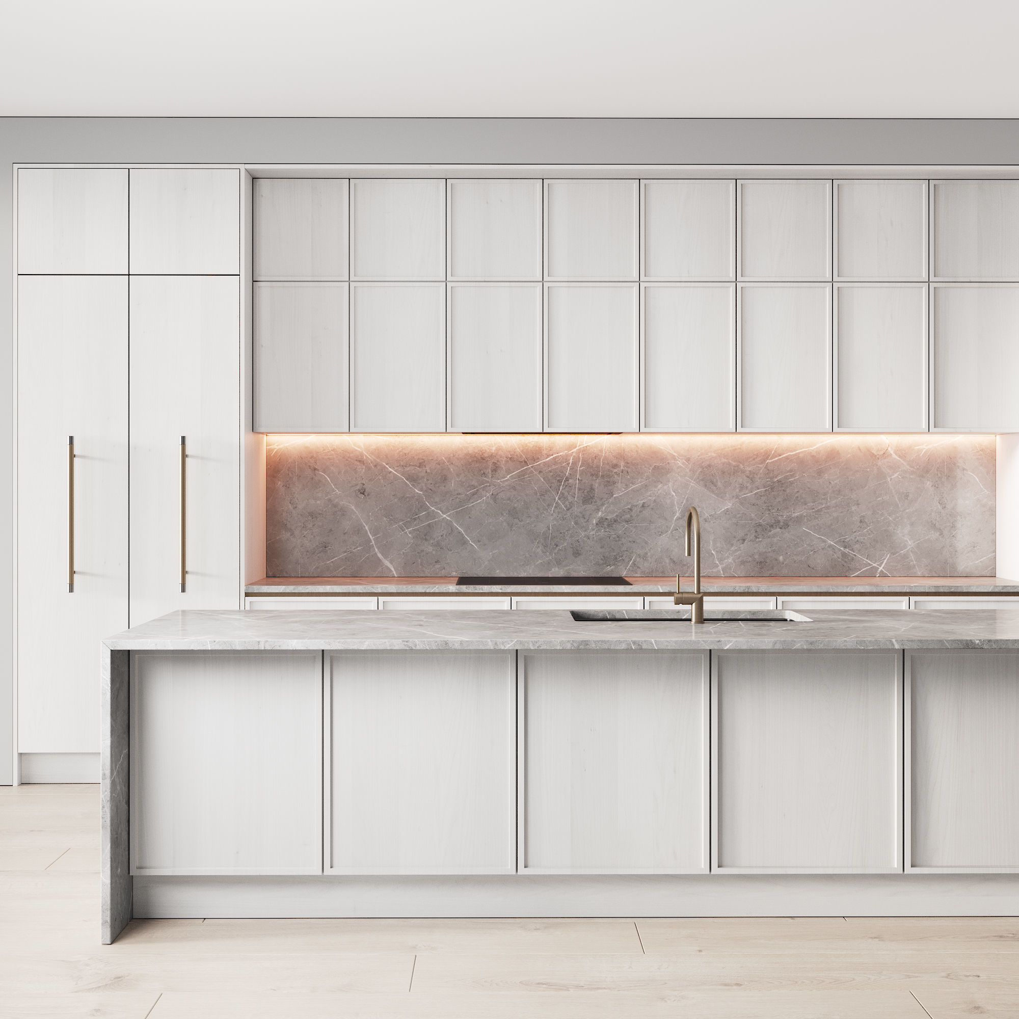 109 modern kitchen 06 white wood neoclassic 3D model_6