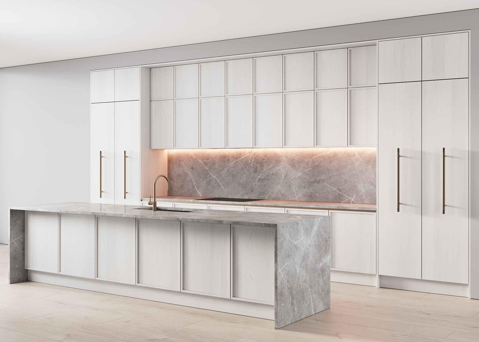 109 modern kitchen 06 white wood neoclassic 3D model_2