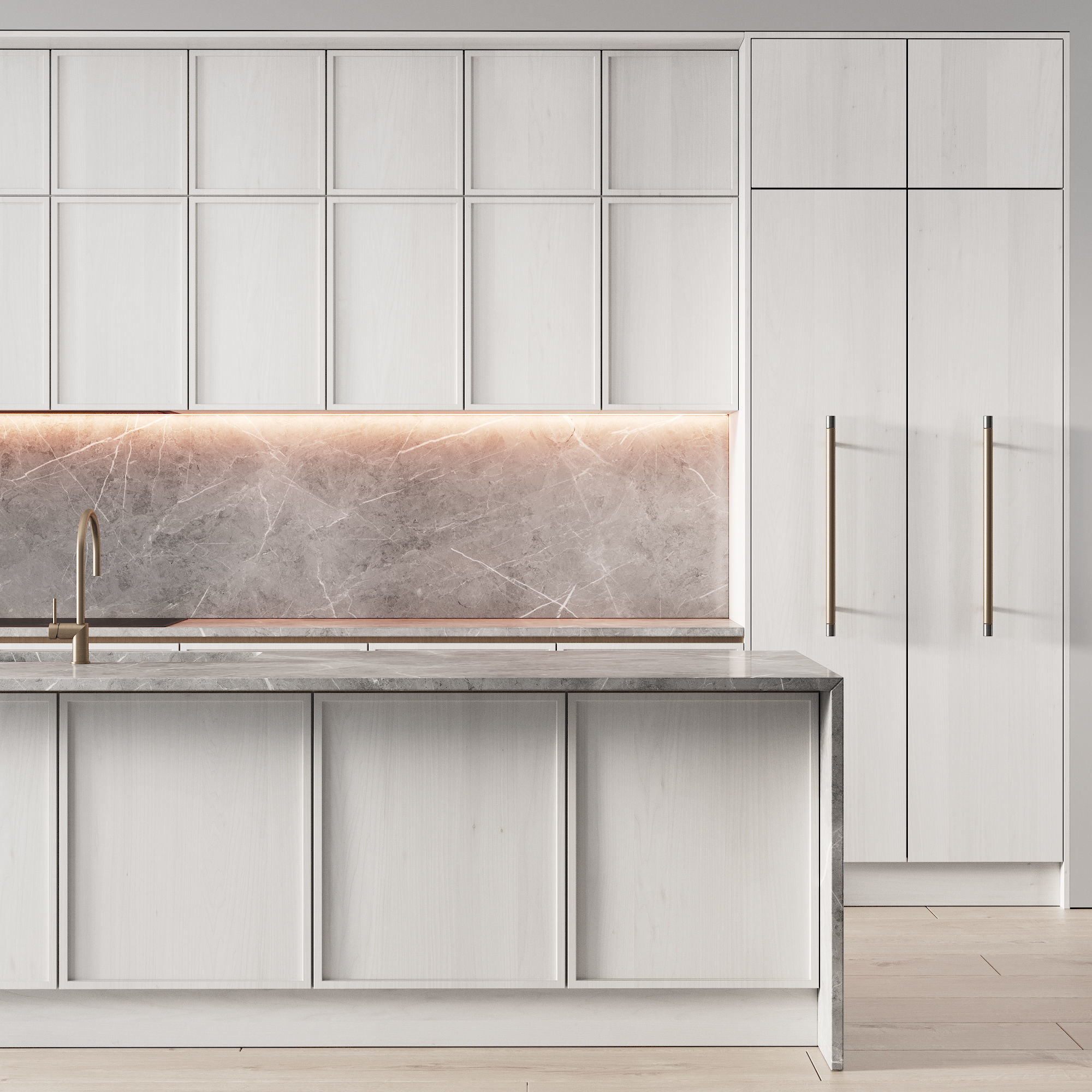 109 modern kitchen 06 white wood neoclassic 3D model_5