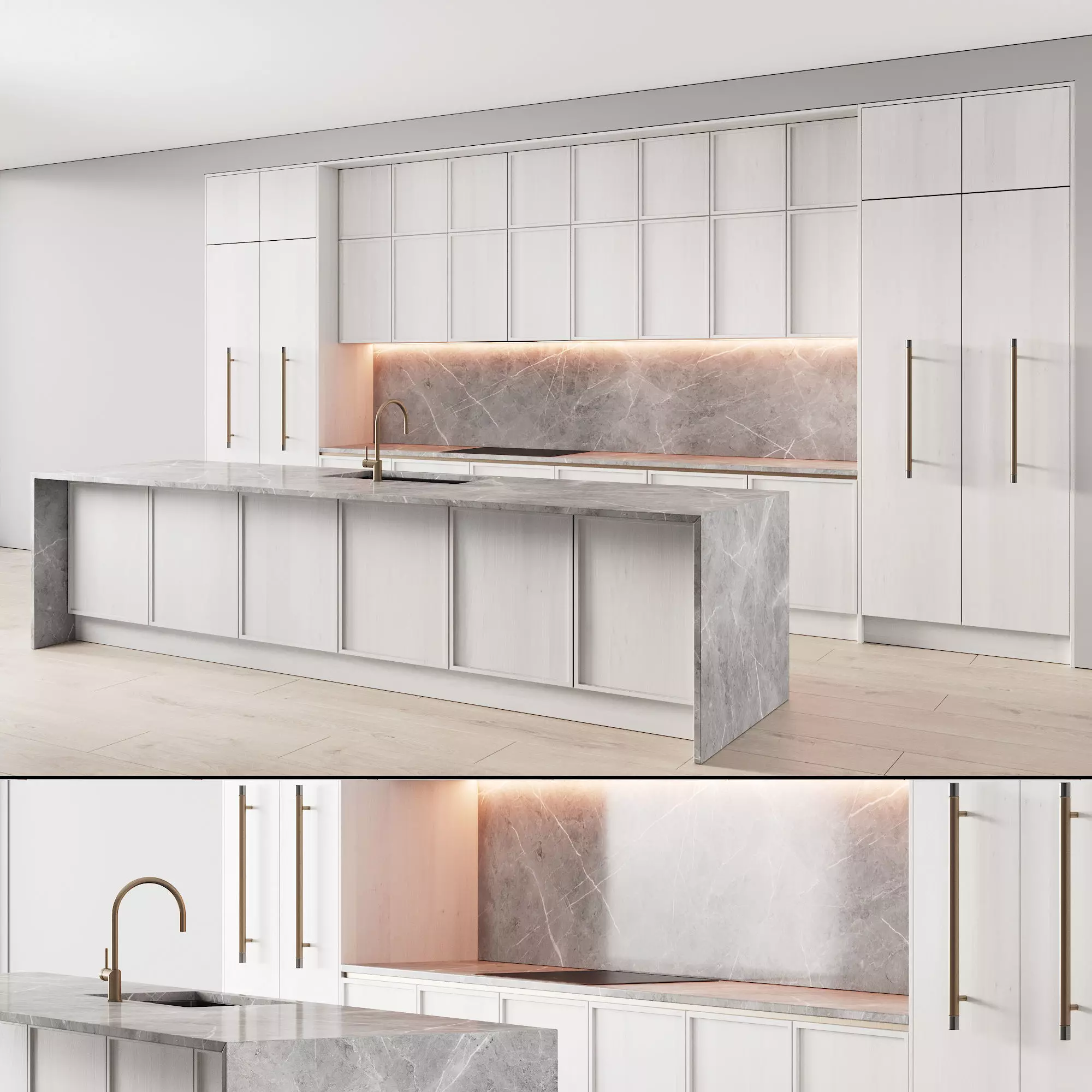 109 modern kitchen 06 white wood neoclassic 3D model_0