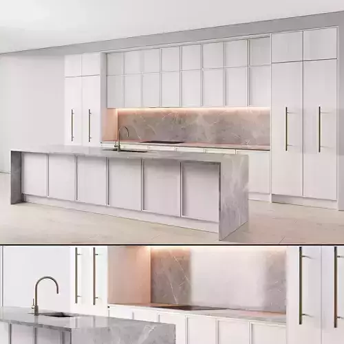 109 modern kitchen 06 white wood neoclassic 3D model