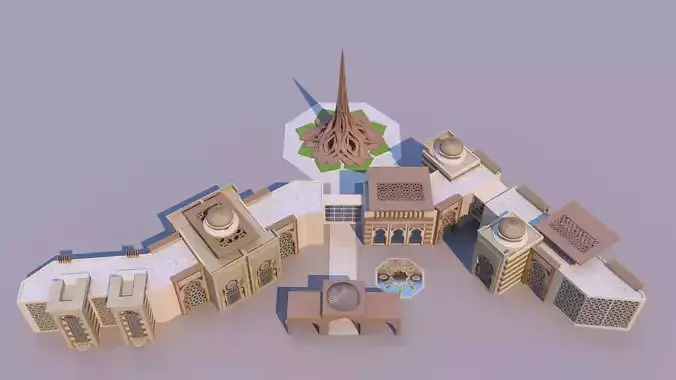 0169 - Islamic Facade Building 3D model
