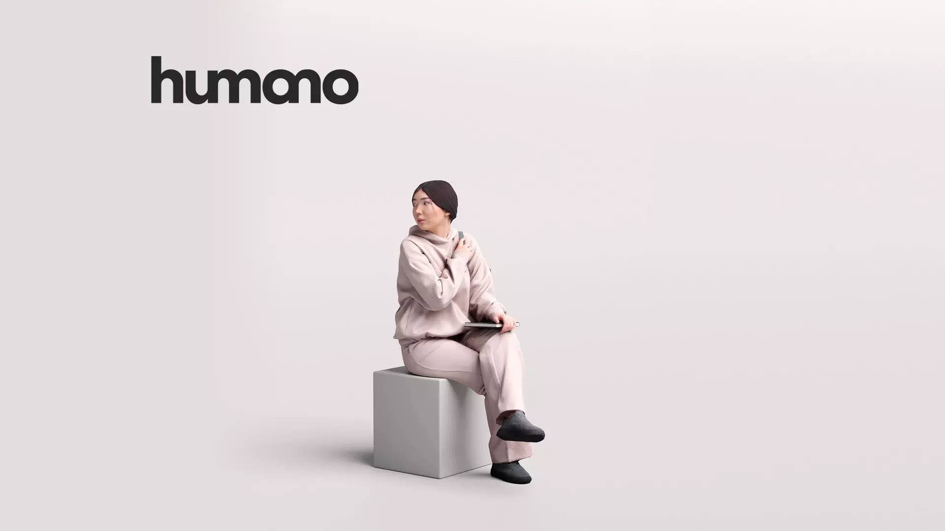Humano Sitting Young Asian Girl 2203-9 3D model_0