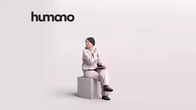 Humano Sitting Young Asian Girl 2203-9 3D model  Humano Sitting Young Asian Girl 2203-9 3D model