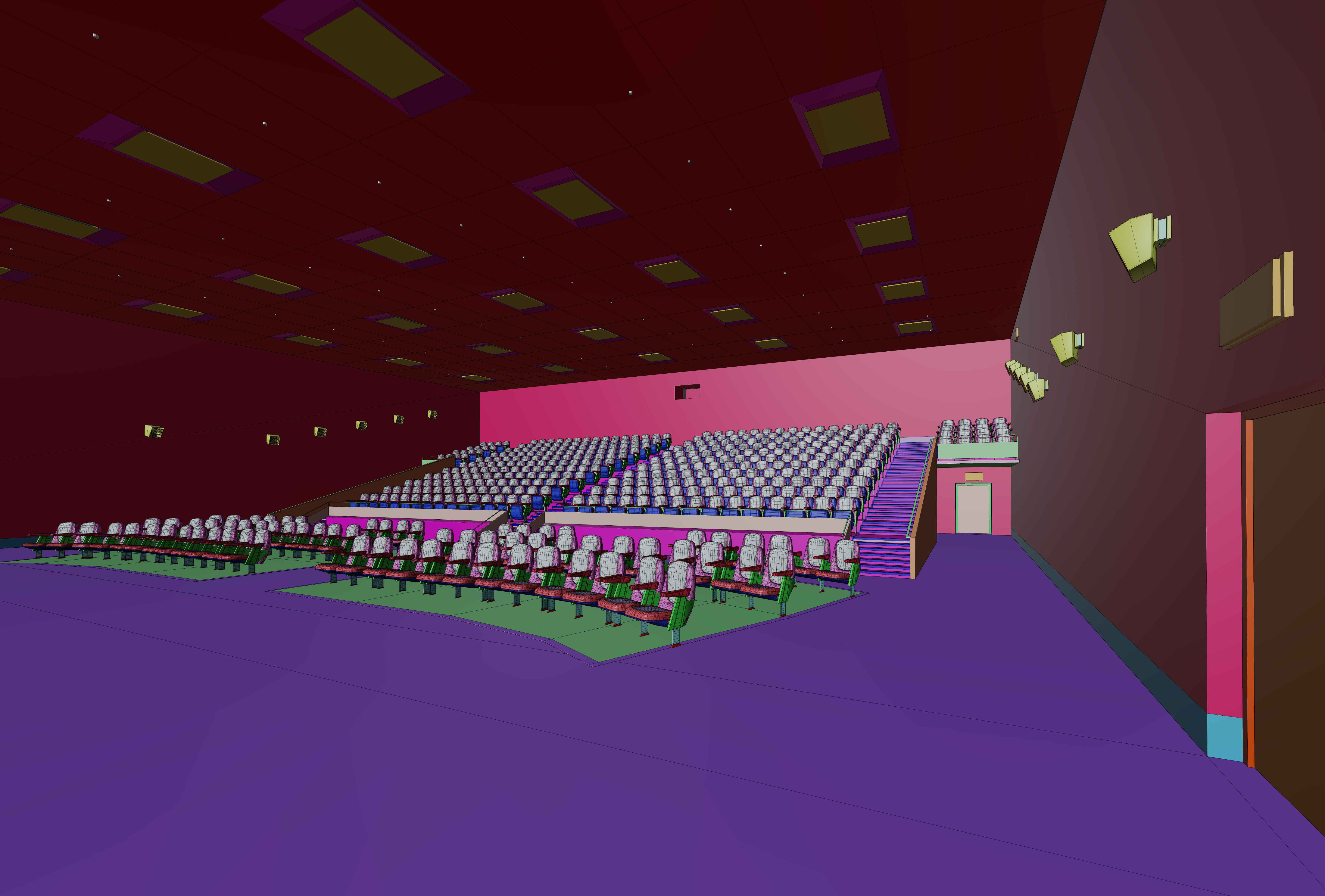 Movie Theater Interior Low-poly 3D model_10