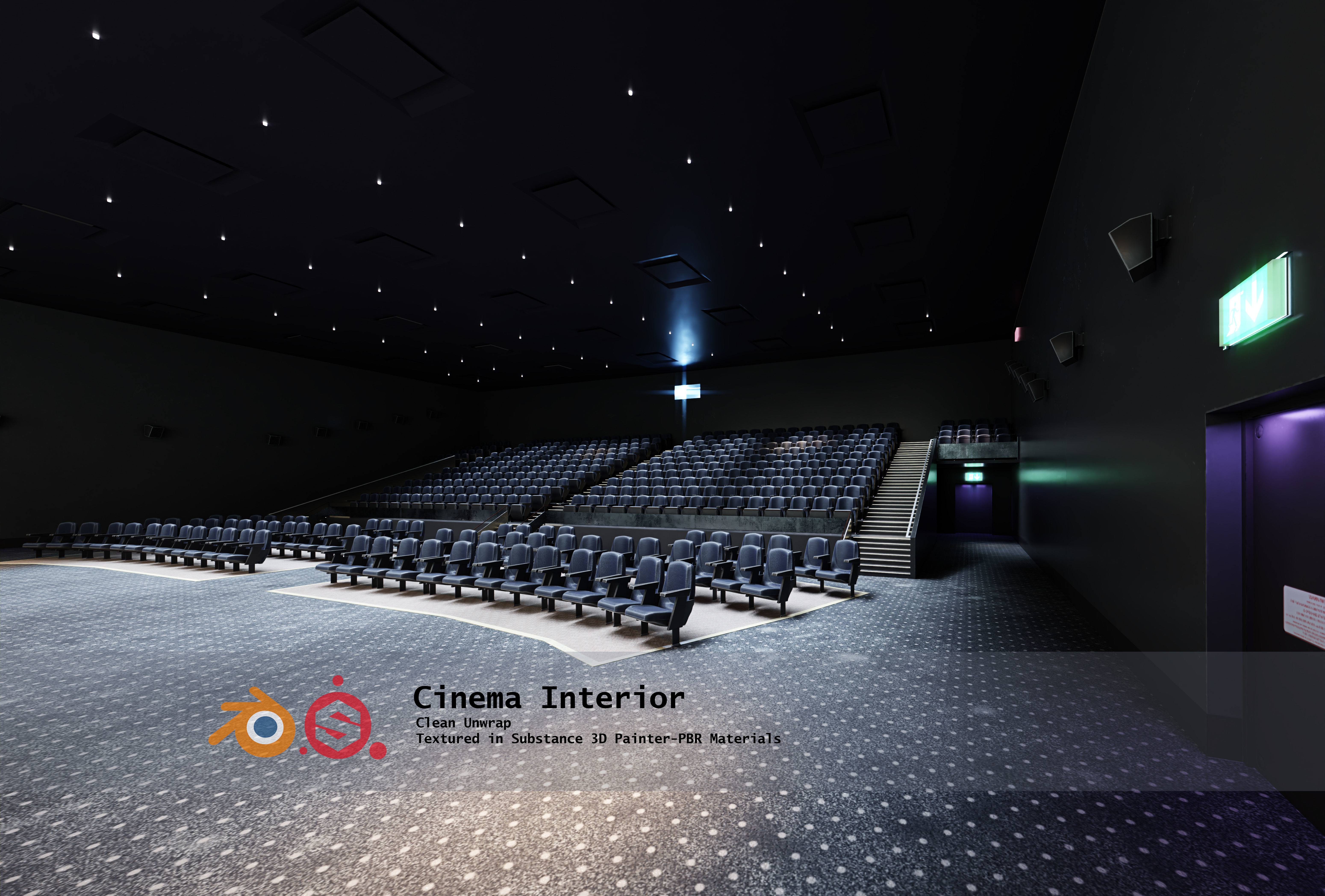Movie Theater Interior Low-poly 3D model_1