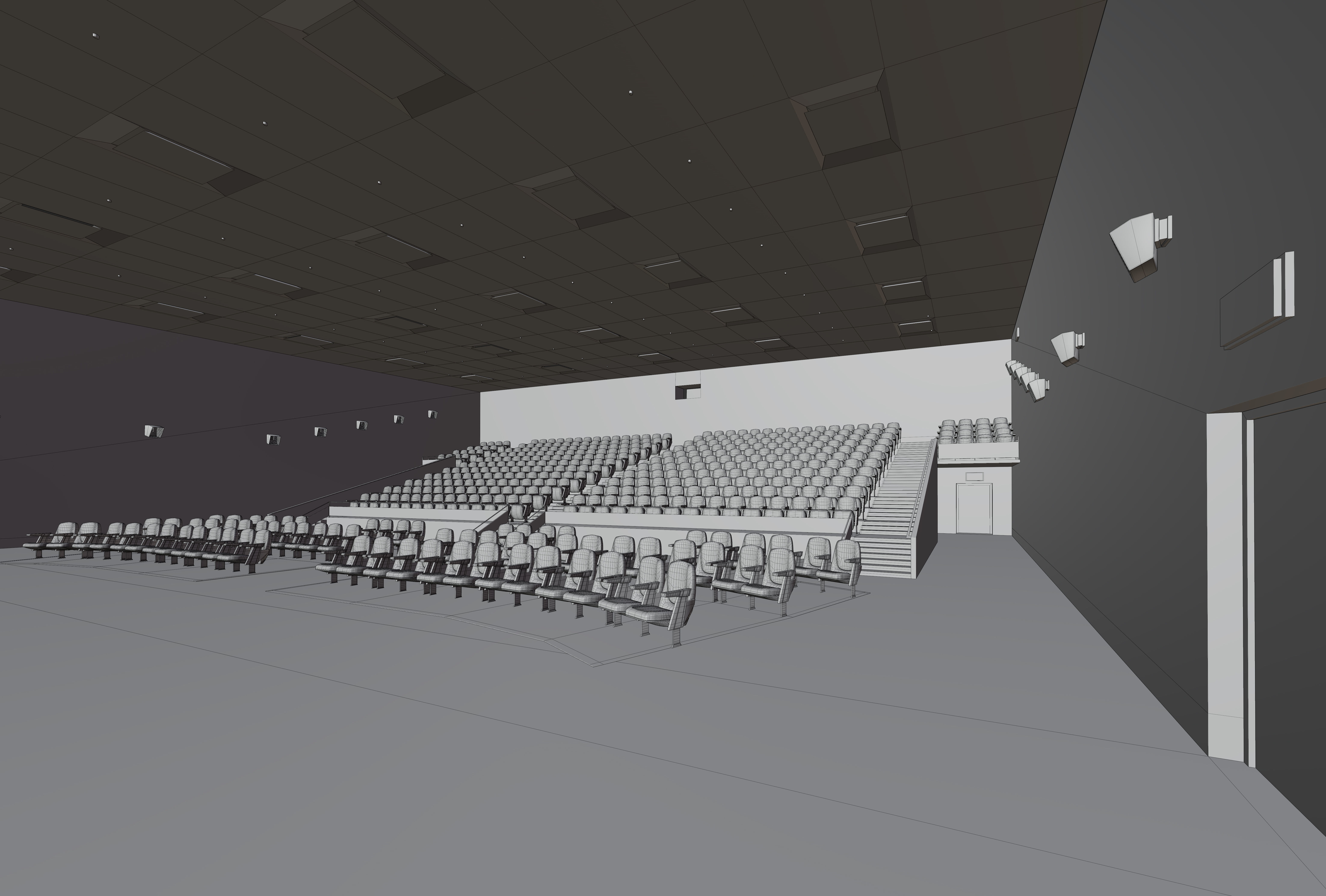 Movie Theater Interior Low-poly 3D model_4