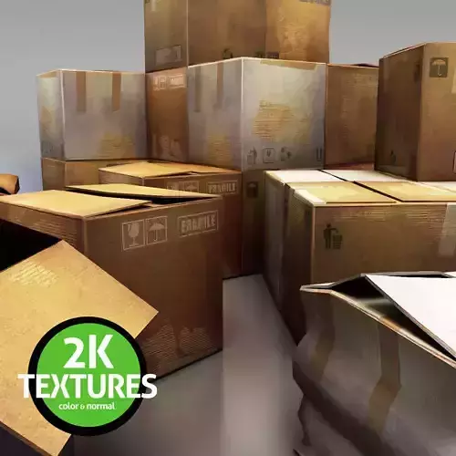 Cardboard Boxes Low-poly 3D model