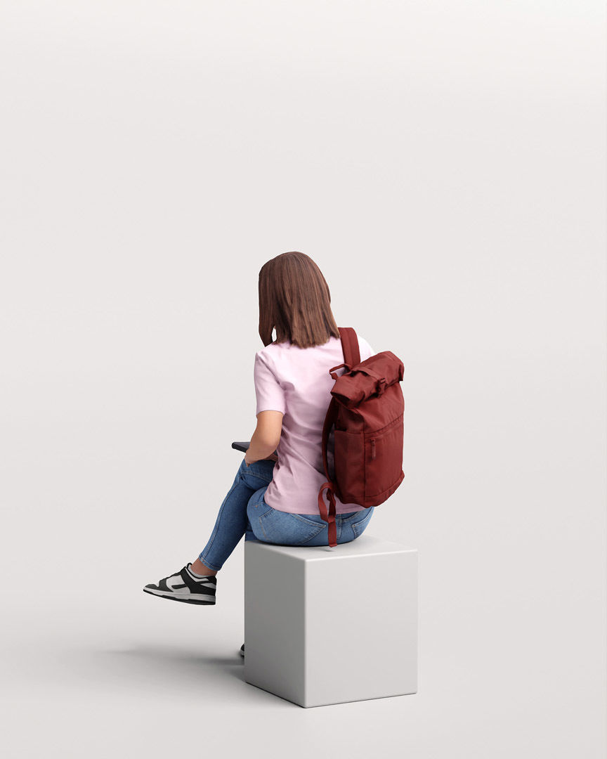 Humano Sitting Young Girl 2203-7 3D model_4