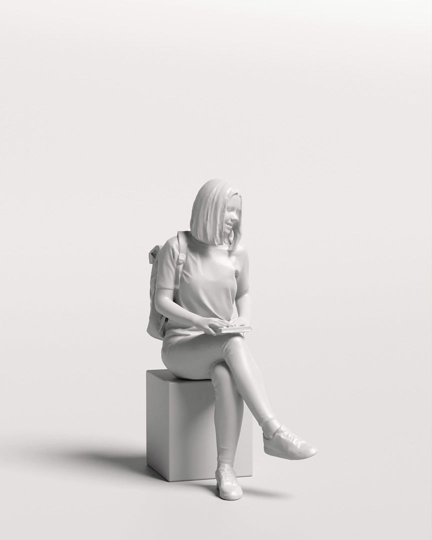 Humano Sitting Young Girl 2203-7 3D model_12