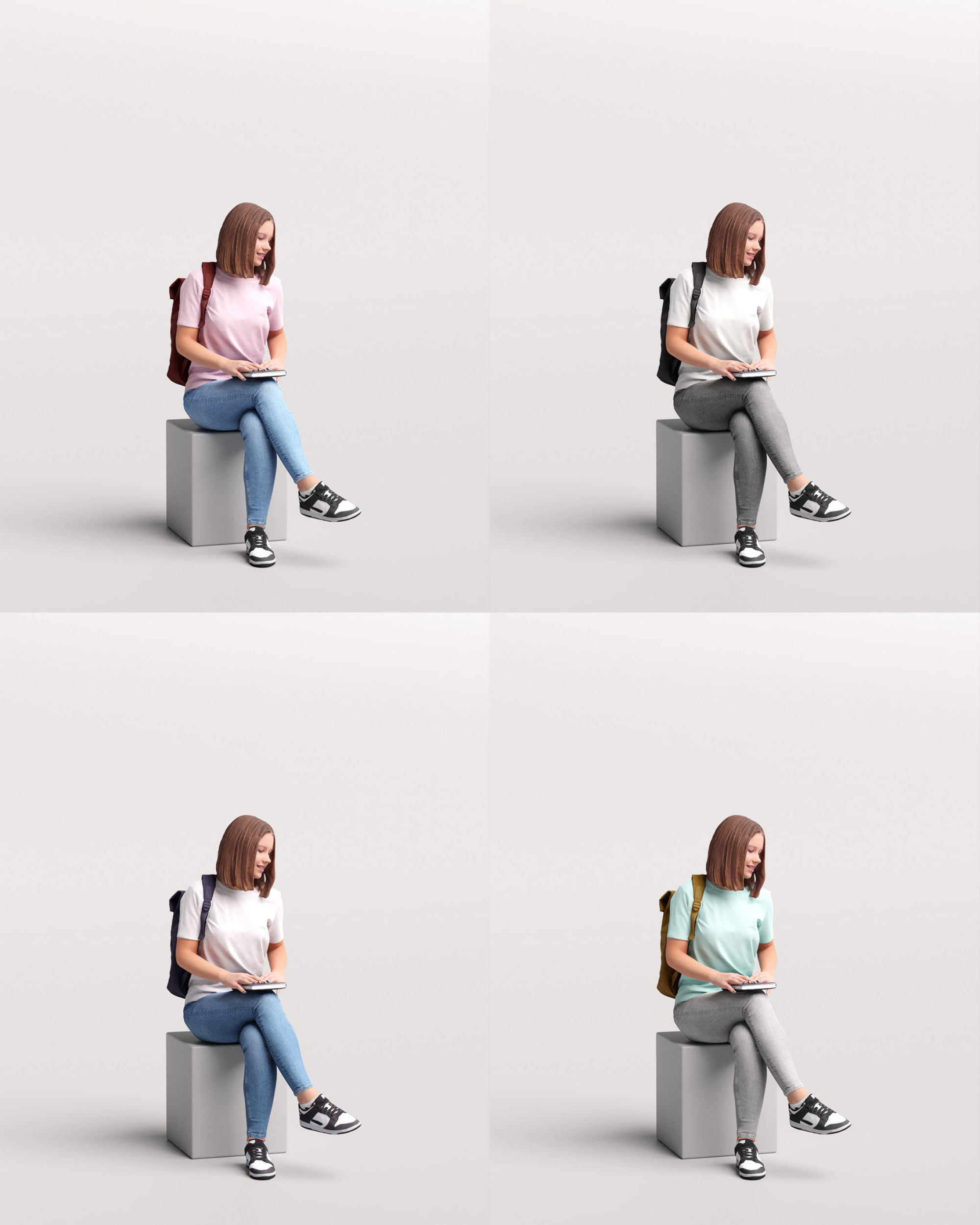 Humano Sitting Young Girl 2203-7 3D model_13