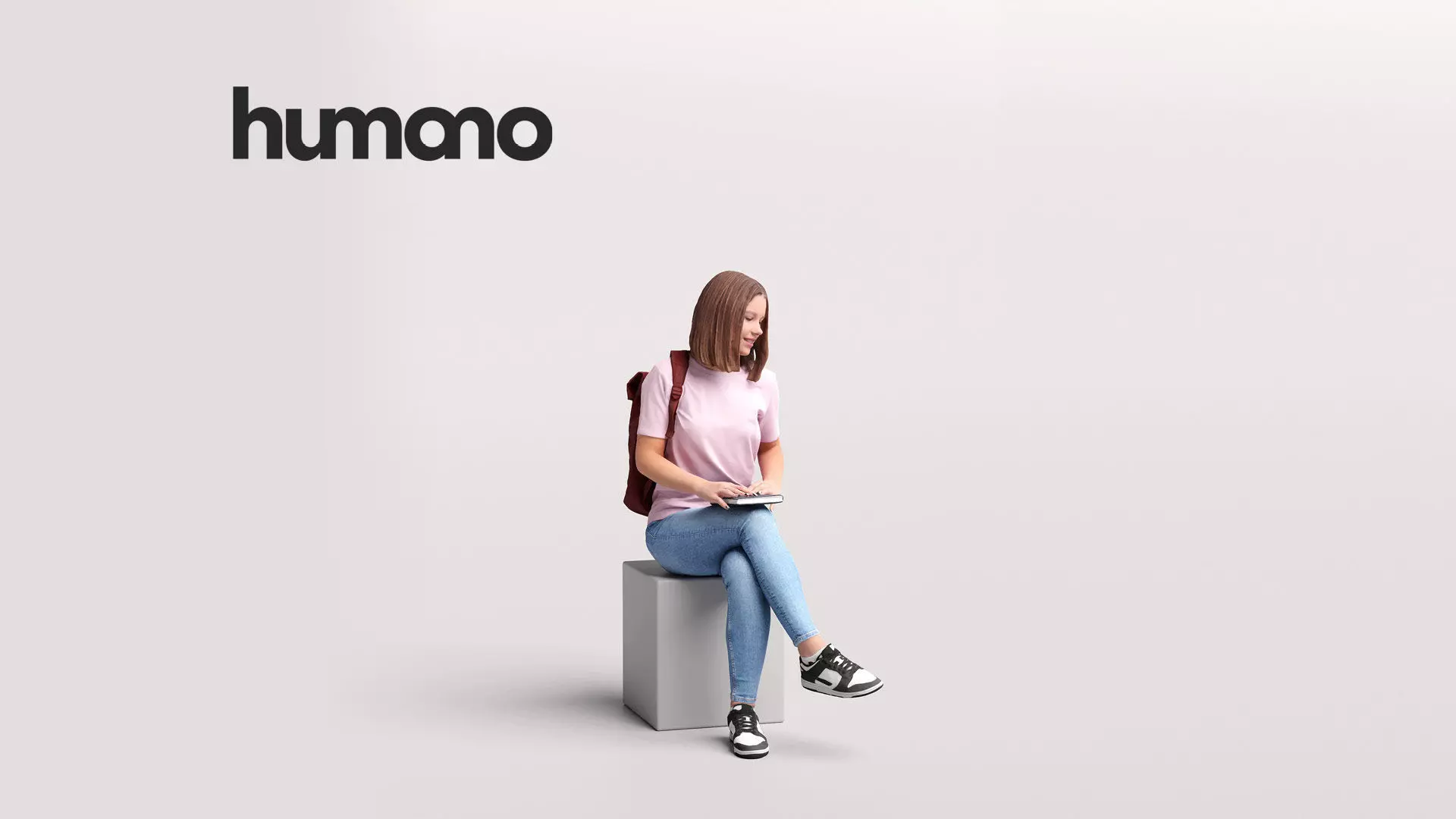 Humano Sitting Young Girl 2203-7 3D model_0
