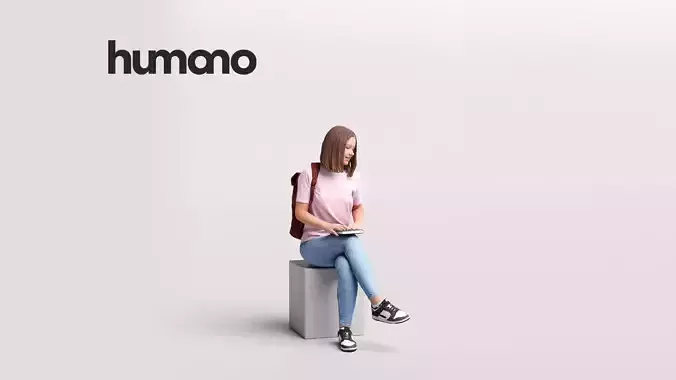 Humano Sitting Young Girl 2203-7 3D model