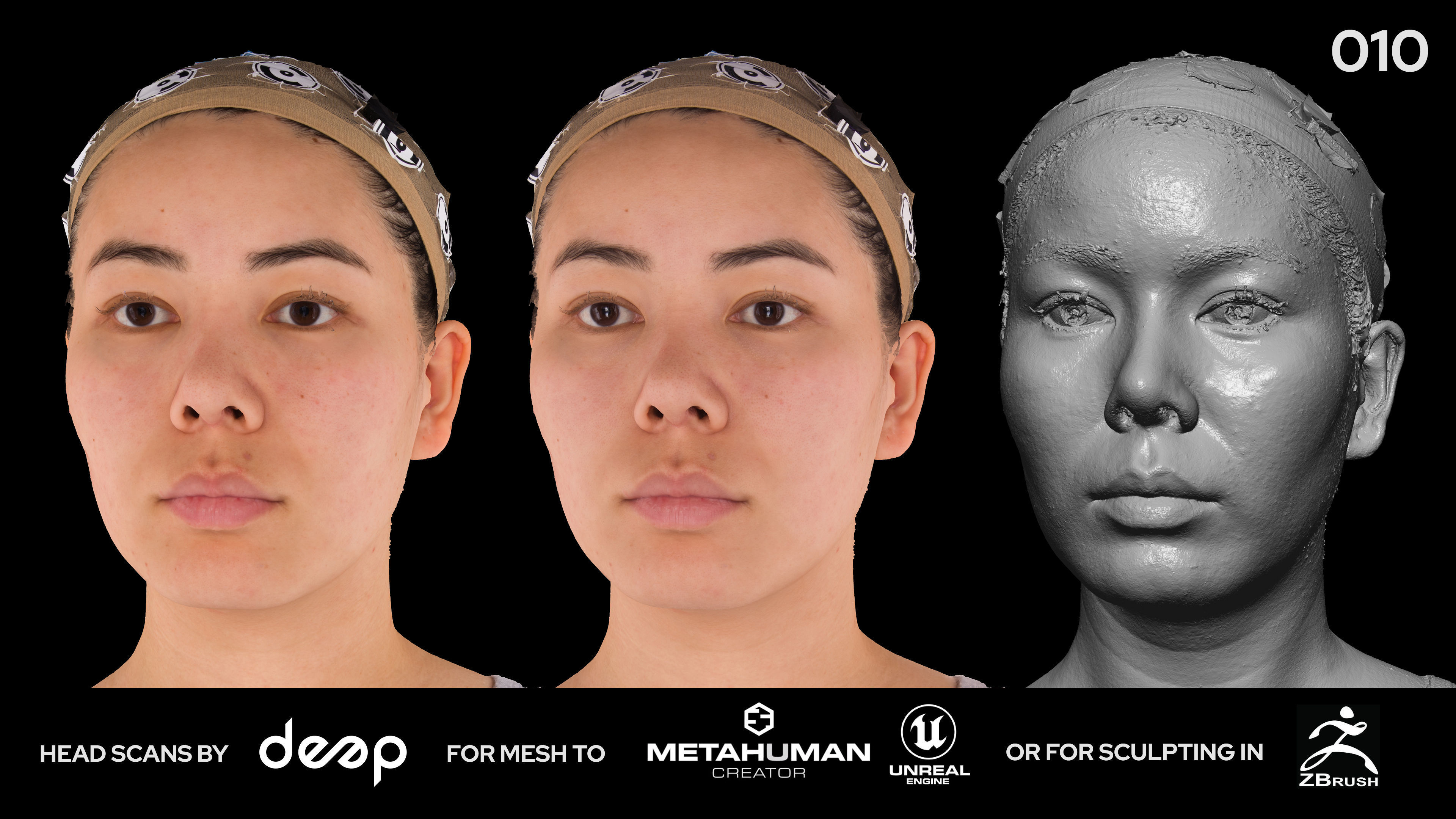 Asian Female 30s head scan 010 3D model_2