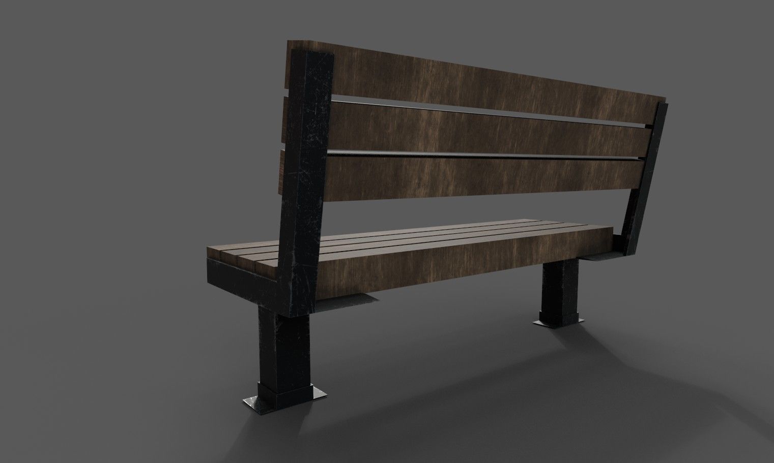 Bench Wood Low-poly 3D model_4