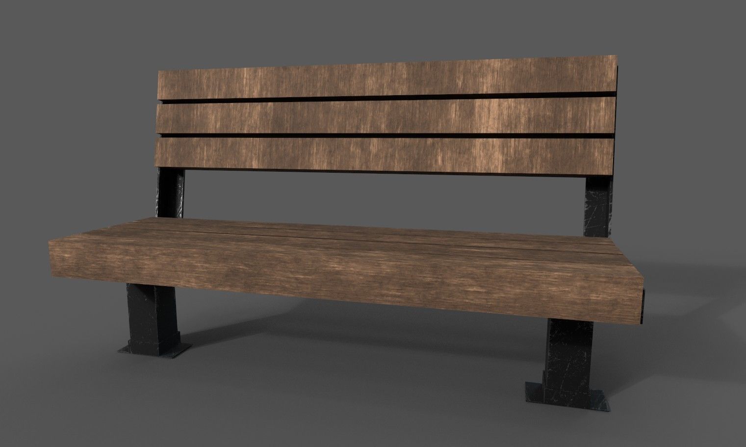 Bench Wood Low-poly 3D model_3