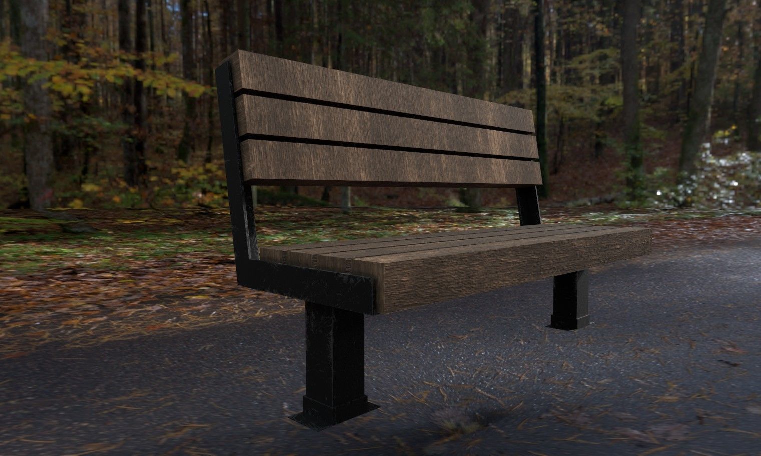 Bench Wood Low-poly 3D model_1