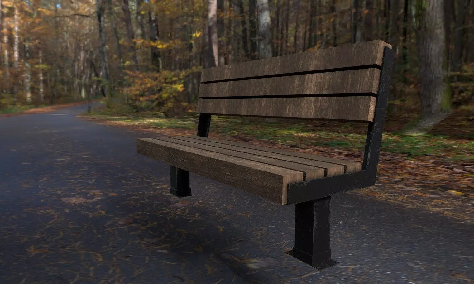 Bench Wood Low-poly 3D model_0