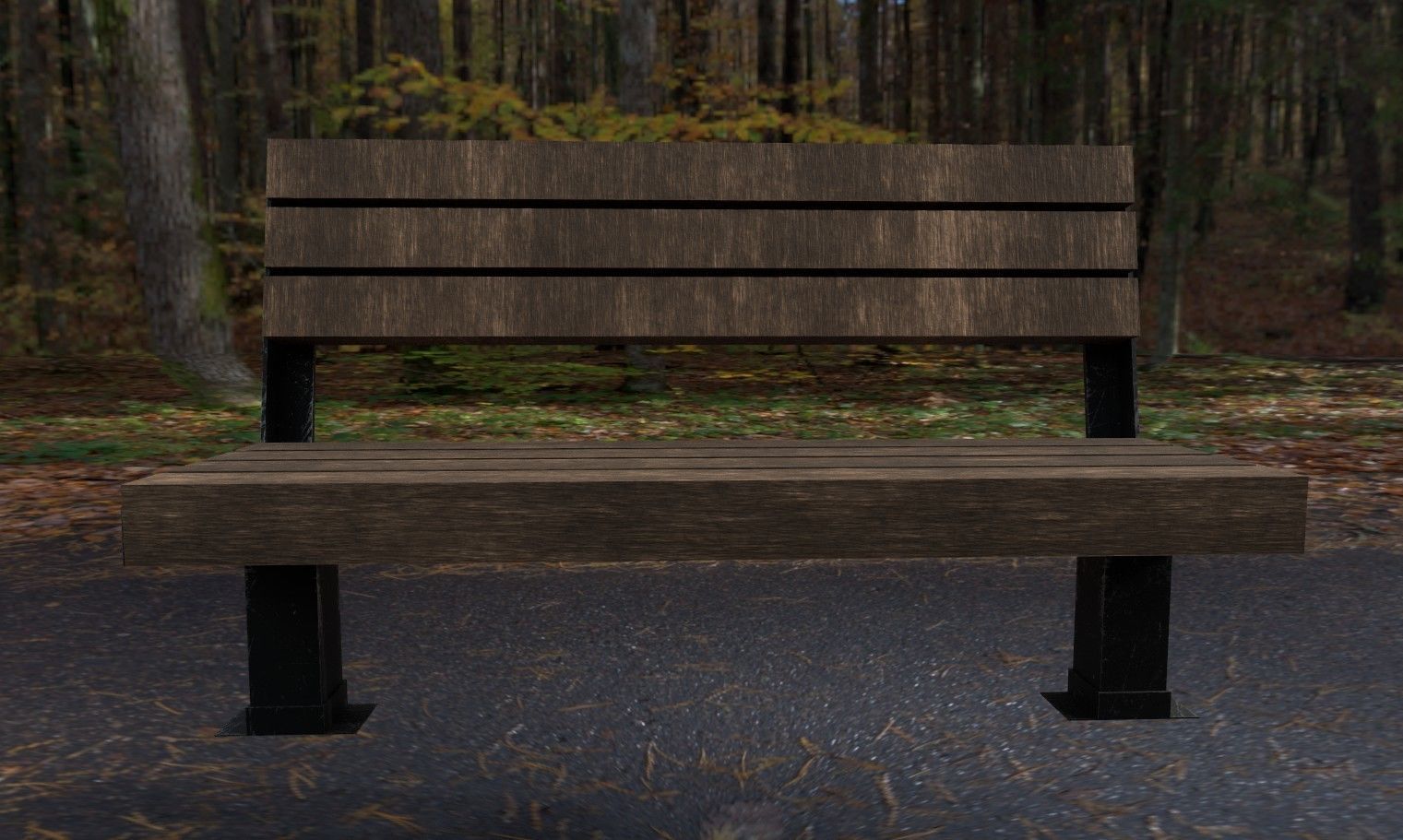 Bench Wood Low-poly 3D model_2