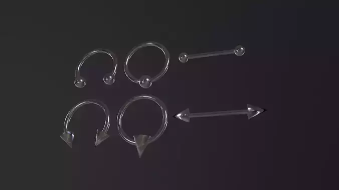 Piercings Pack 3D Model Low-poly 3D model