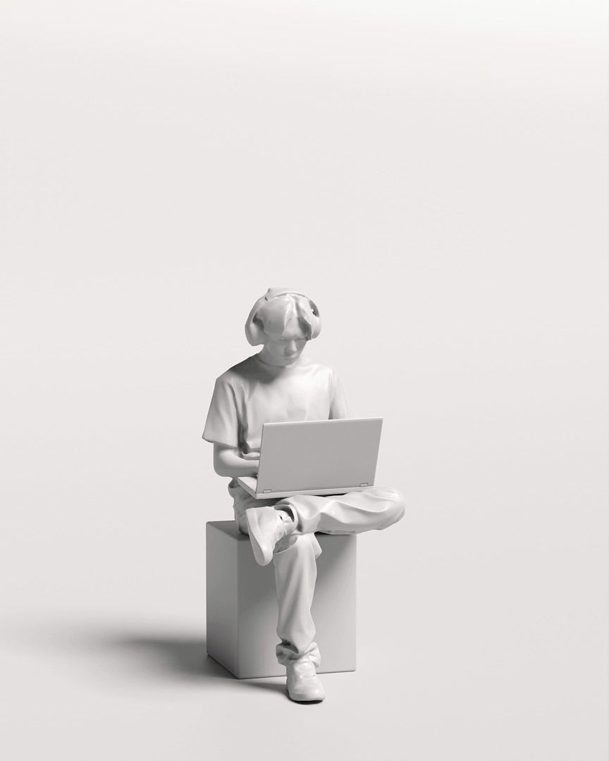 Humano Sitting Young Asian Man with laptop 2203-5 3D model_12