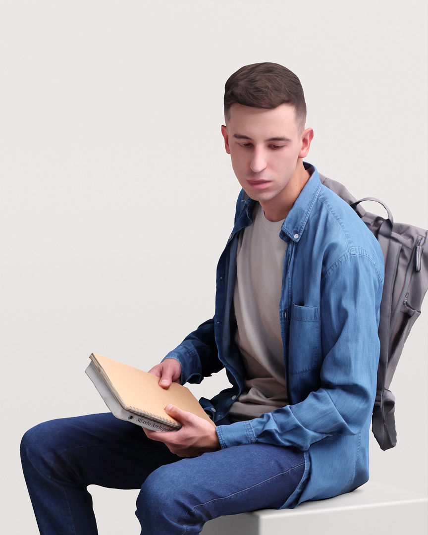 Humano Sitting Man 2203-4 3D model_7