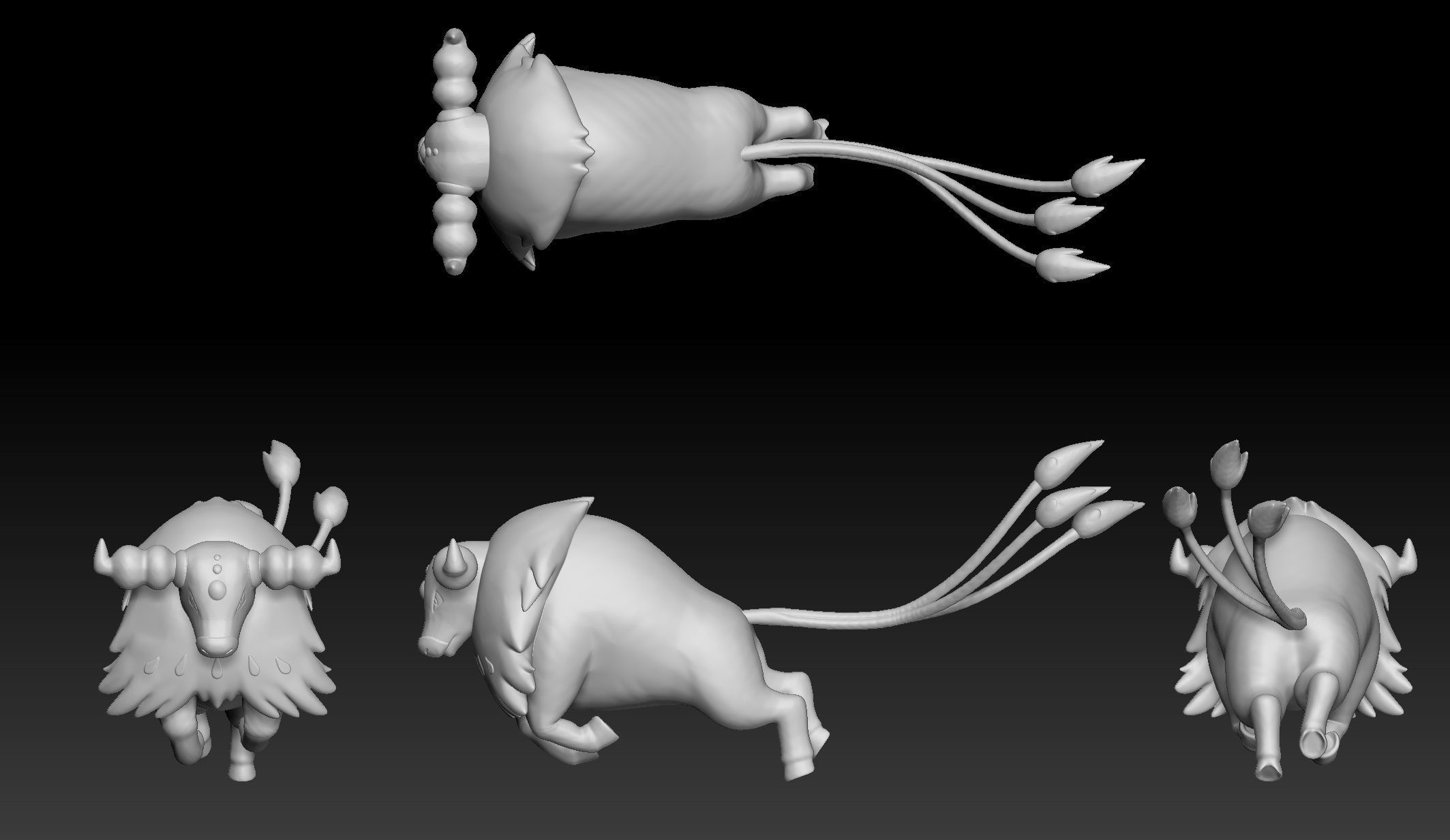 Pokemon Paldean Tauros Aqua Breed 3D print model_1