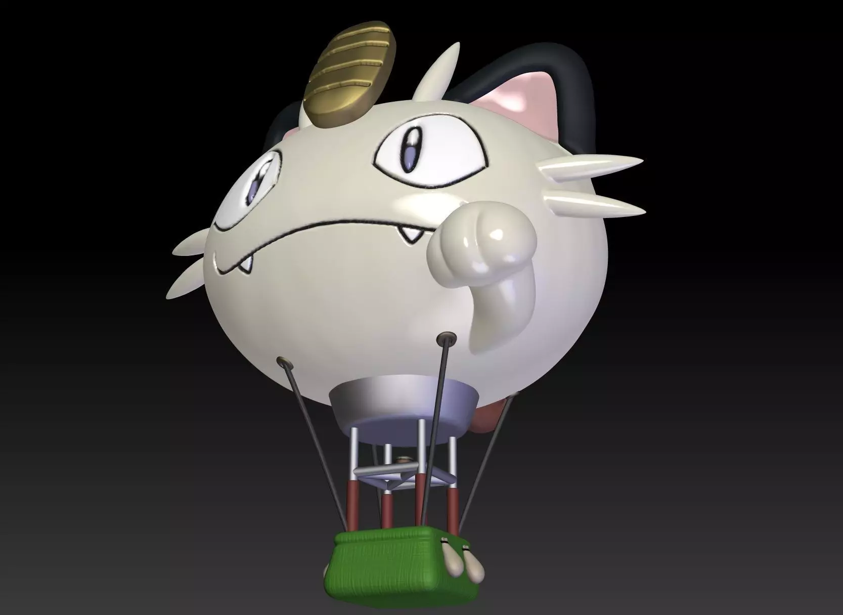Pokemon  Team Rocket Baloon Meowth 3D print model_0