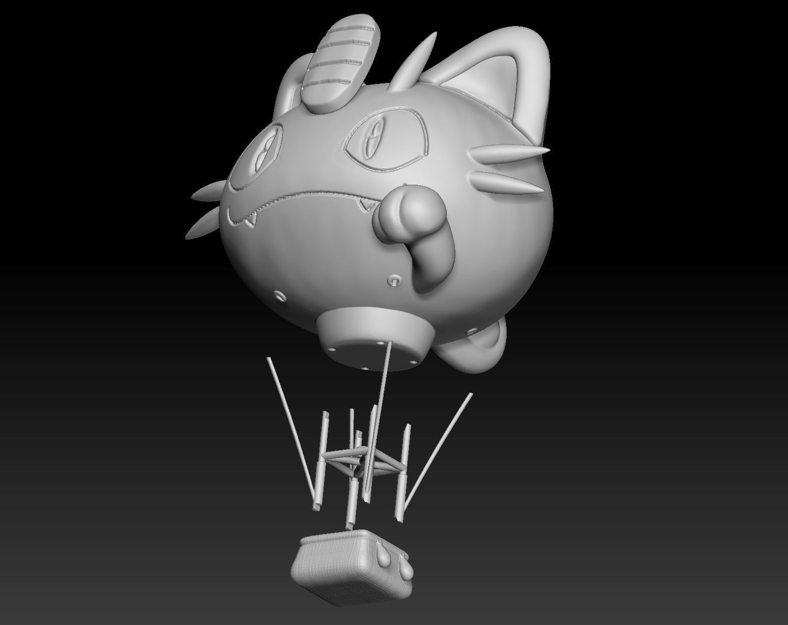 Pokemon  Team Rocket Baloon Meowth 3D print model_2