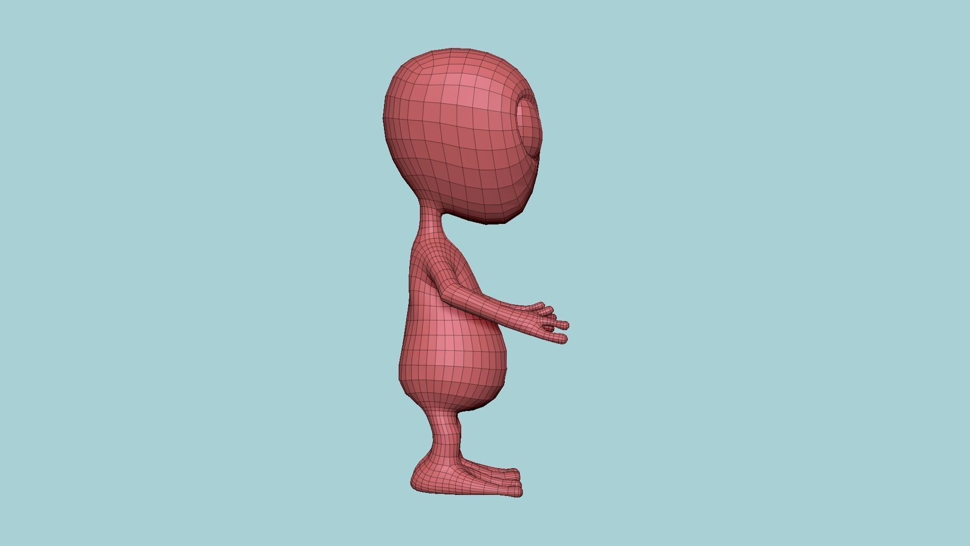 Cute Alien A01 Green Black - Simple - Character Design Low-poly 3D model_17