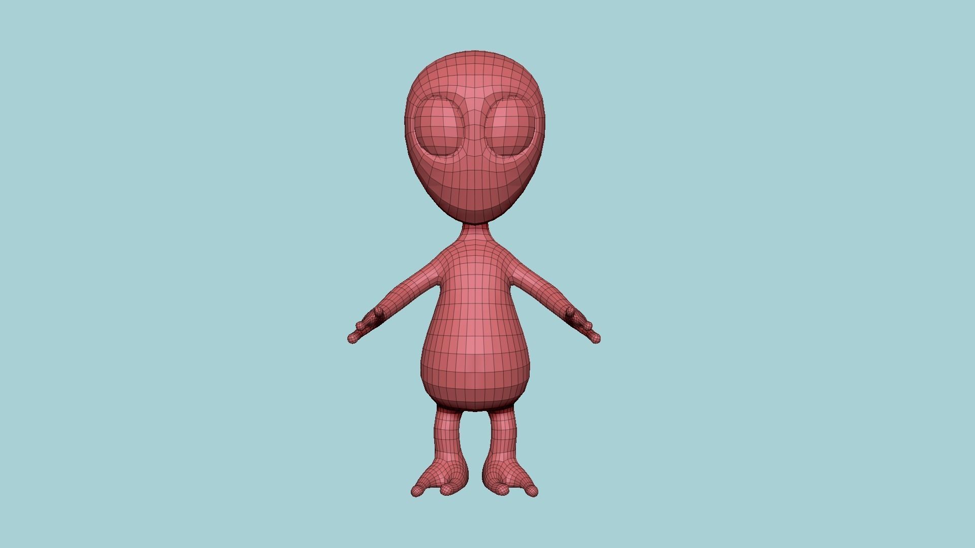 Cute Alien A01 Green Black - Simple - Character Design Low-poly 3D model_16