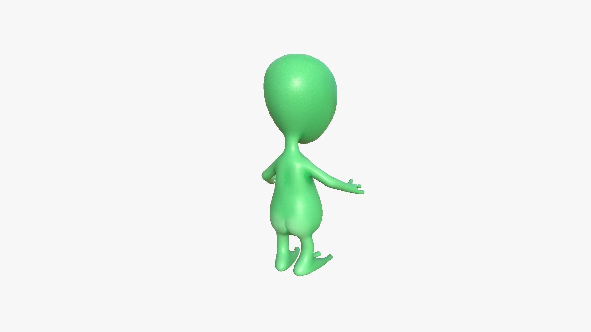 Cute Alien A01 Green Black - Simple - Character Design Low-poly 3D model_3