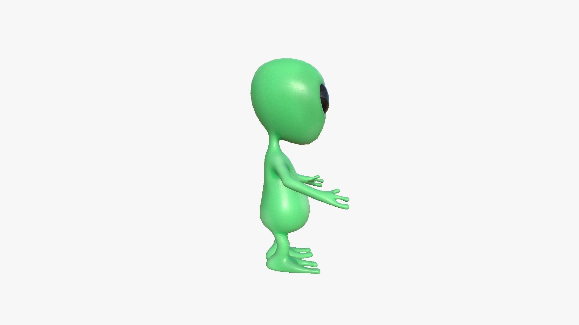 Cute Alien A01 Green Black - Simple - Character Design Low-poly 3D model_2