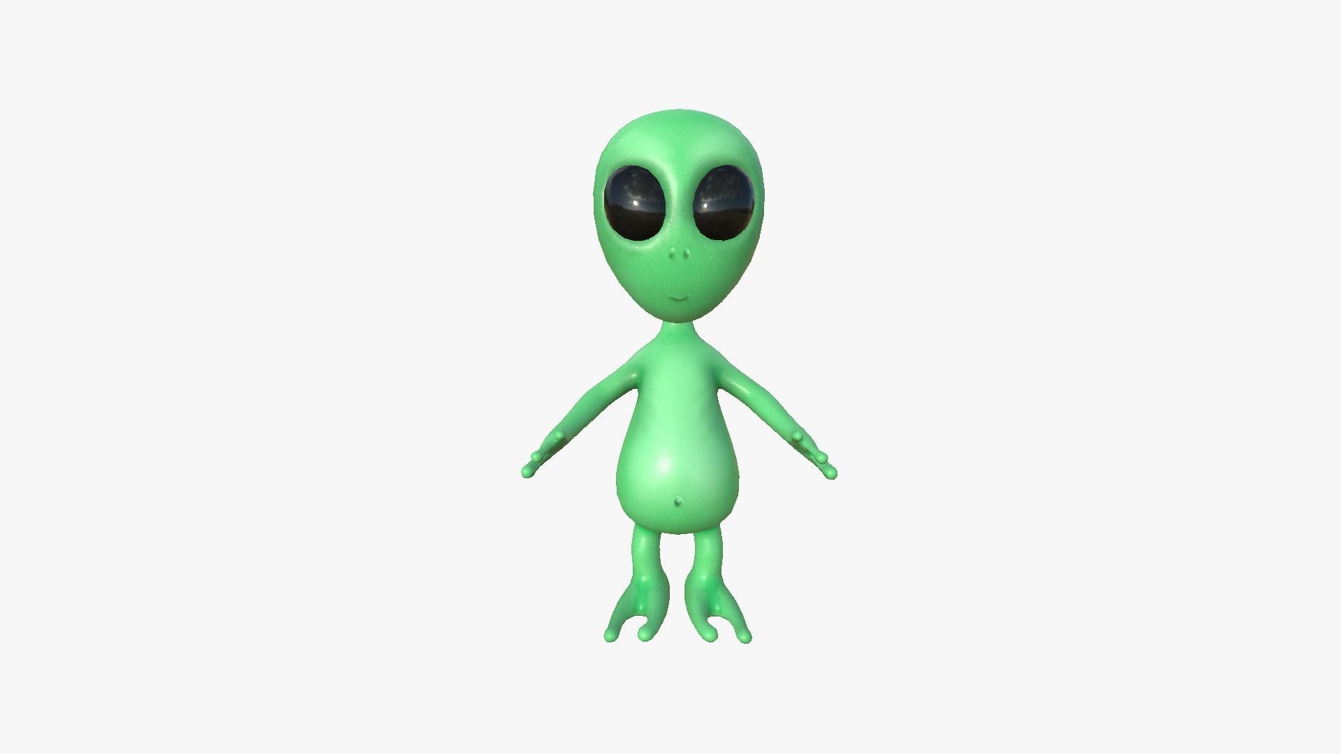 Cute Alien A01 Green Black - Simple - Character Design Low-poly 3D model_1