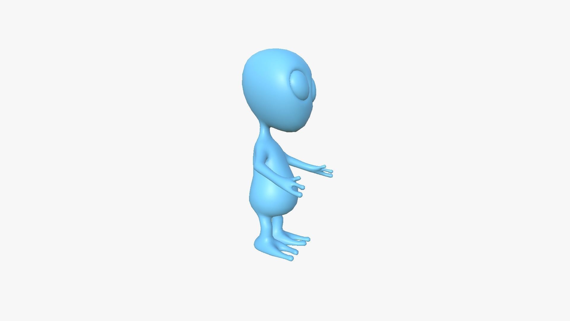 Cute Alien A01 Green Black - Simple - Character Design Low-poly 3D model_8