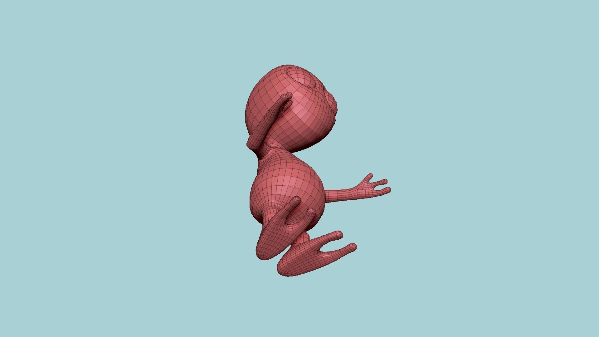 Cute Alien A01 Green Black - Simple - Character Design Low-poly 3D model_20