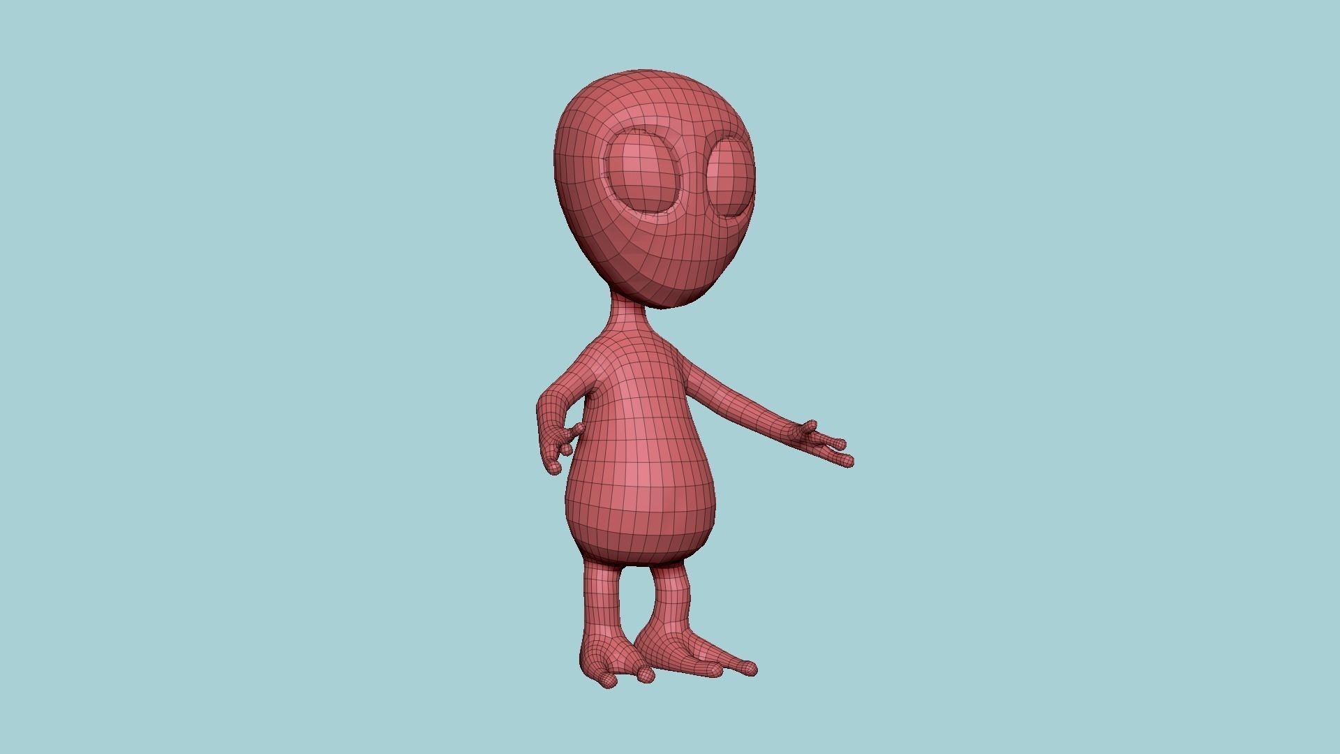 Cute Alien A01 Green Black - Simple - Character Design Low-poly 3D model_15