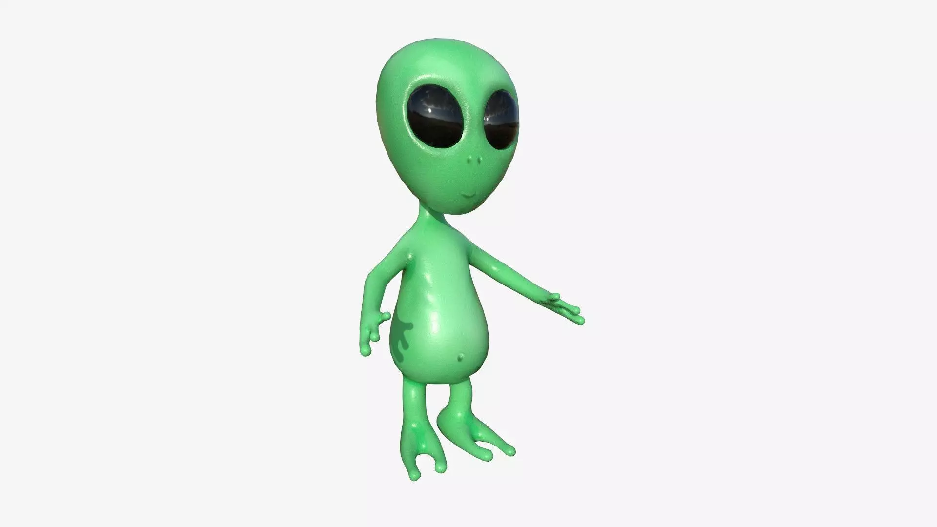 Cute Alien A01 Green Black - Simple - Character Design Low-poly 3D model_0