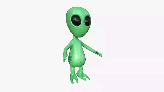 Cute Alien A01 Green Black - Simple - Character Design Low-poly 3D model