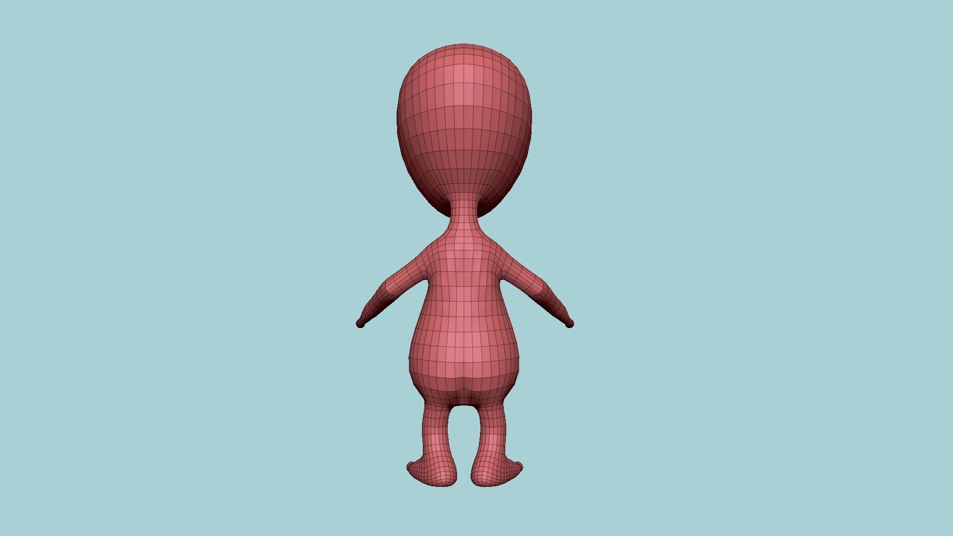 Cute Alien A01 Green Black - Simple - Character Design Low-poly 3D model_18