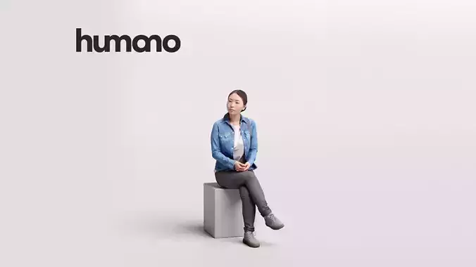Humano Sitting Asian Woman 2203-12 3D model