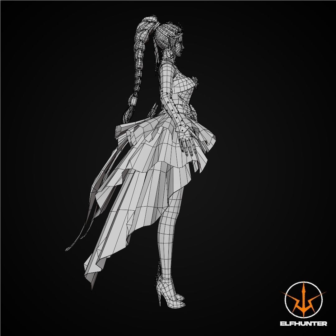 EXCLUSIVE ELF HUNTER EDITION RIGGED CHARACTER ELF PRINCESS Low-poly 3D model_11