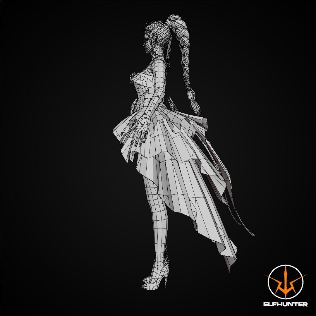 EXCLUSIVE ELF HUNTER EDITION RIGGED CHARACTER ELF PRINCESS Low-poly 3D model_13