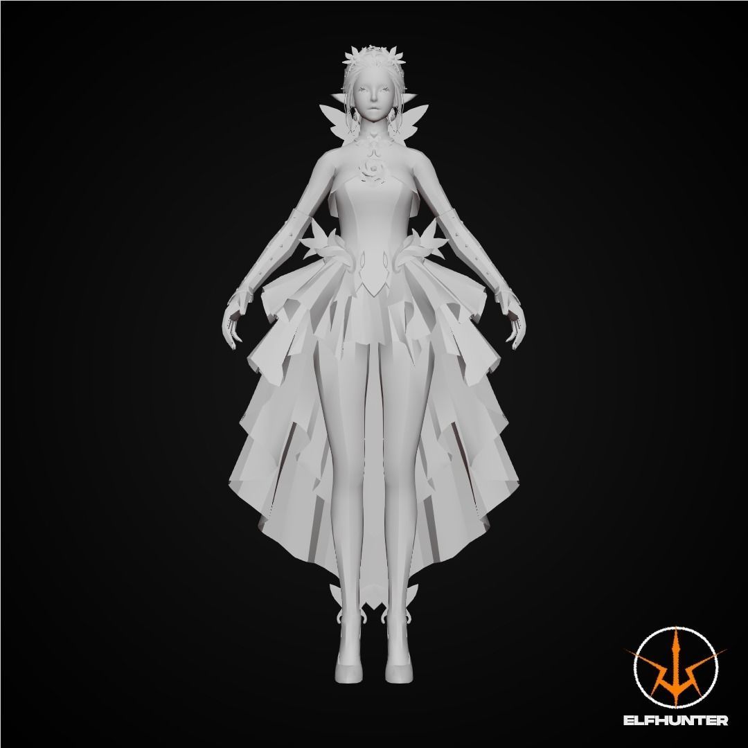 EXCLUSIVE ELF HUNTER EDITION RIGGED CHARACTER ELF PRINCESS Low-poly 3D model_6