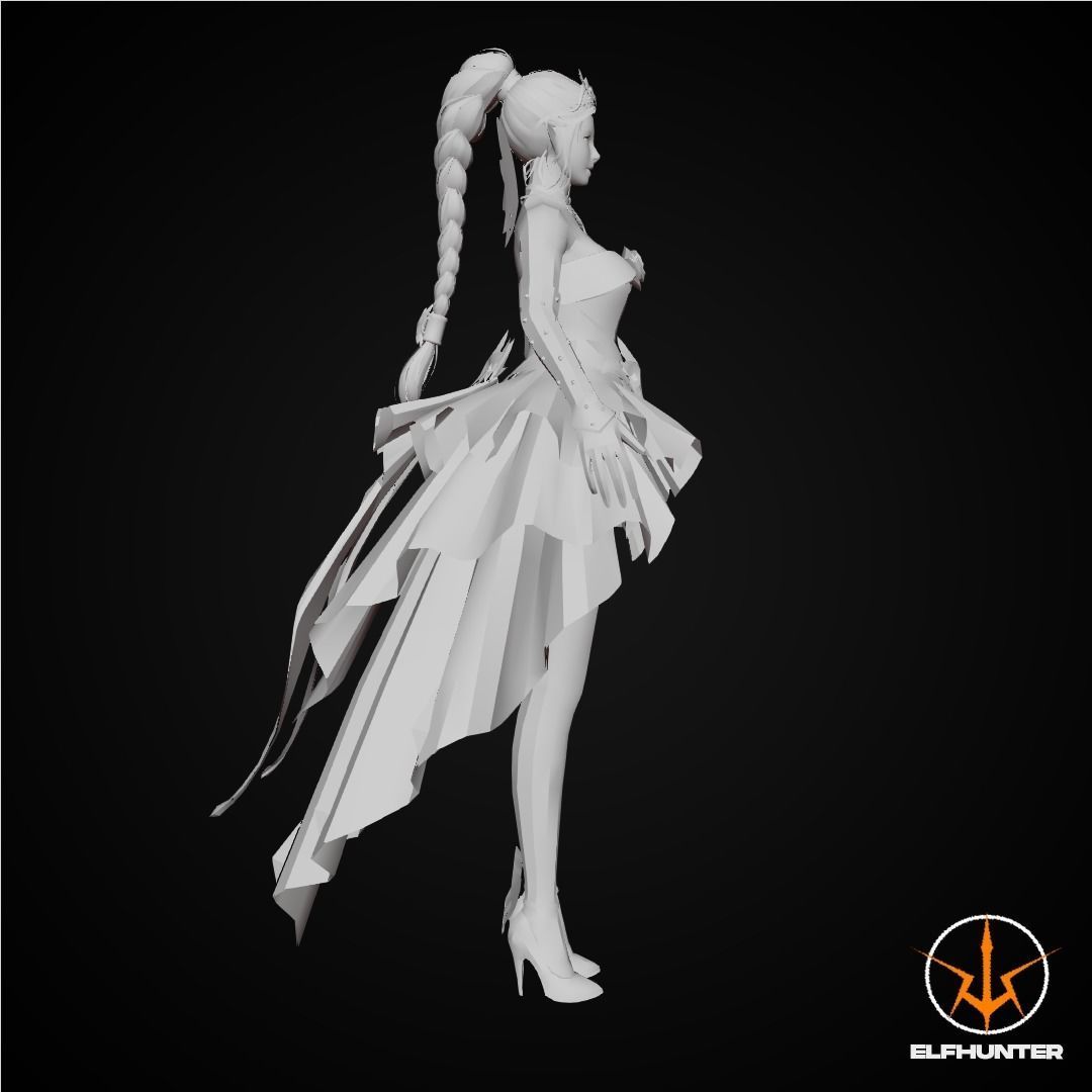 EXCLUSIVE ELF HUNTER EDITION RIGGED CHARACTER ELF PRINCESS Low-poly 3D model_7