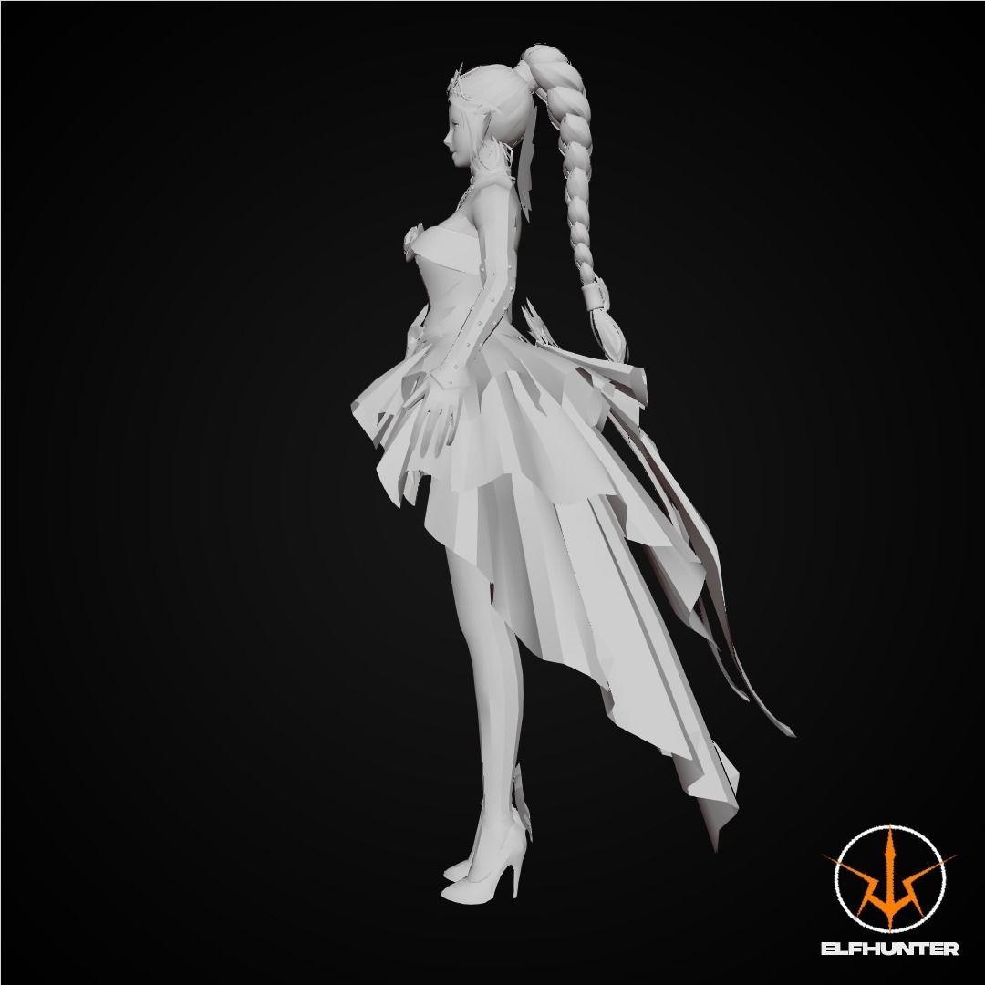 EXCLUSIVE ELF HUNTER EDITION RIGGED CHARACTER ELF PRINCESS Low-poly 3D model_9